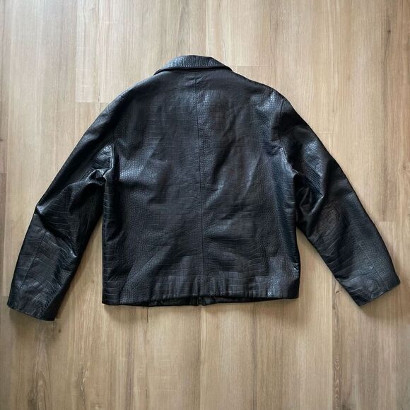 Hugo Boss Alligator Pattern Kalbsledenr Calfskin Leather Men’s 40R Jacket - Picture 6 of 10